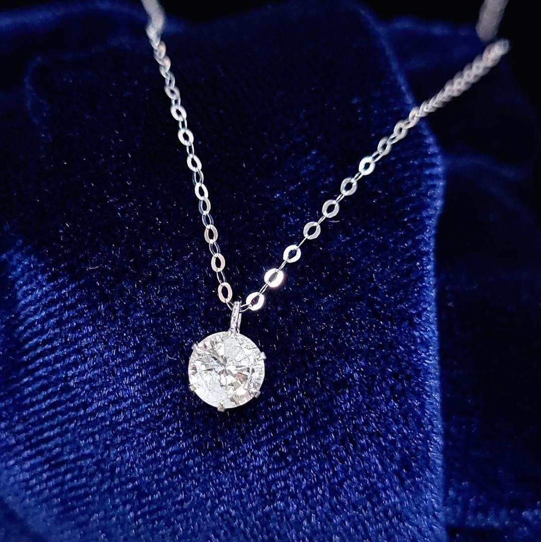 一粒 0.3ct ダイヤモンド pt 6本爪 ペンダント ネックレス - メルカリ