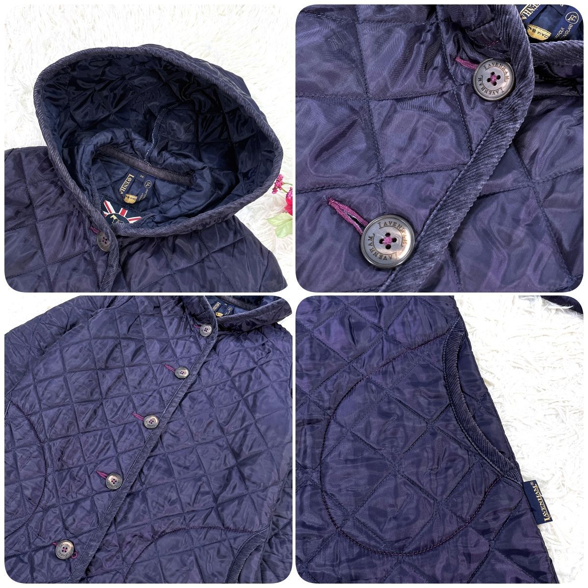 定番‼✨ LAVENHAM キルティングコート ロング フード イギリス製 36 