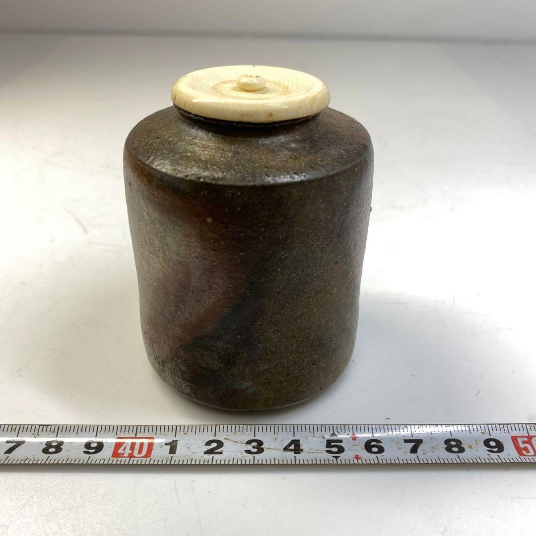 茶3 市野信水 丹波茶入 共箱 高さ8㎝ 直径約6㎝ 東里6-0725