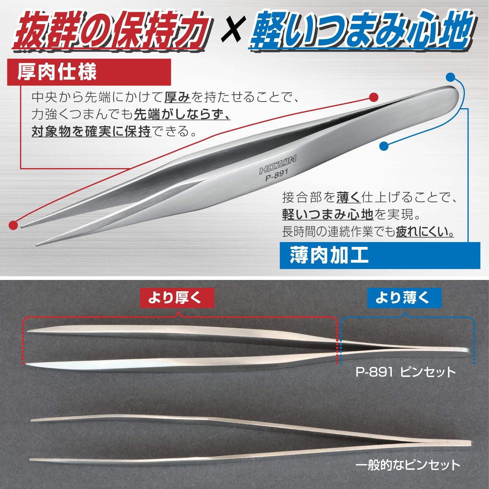 ￼はぜばんさん専用￼ Amazon | ホーザン(HOZAN) ピンセット 全長118mm 開き幅8mm 先端
