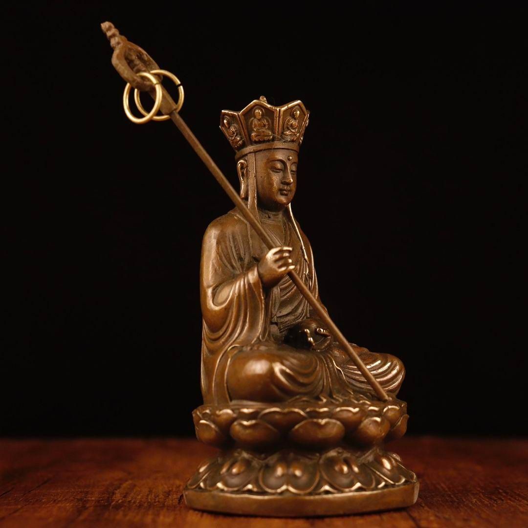 仏教美術 銅像 仏像 地蔵王仏像 家内供養 装飾品 工芸品 置物 仏教美術 仏像 銅像 地蔵王菩薩仏像 奉納 九華山坐蓮地蔵王 工芸