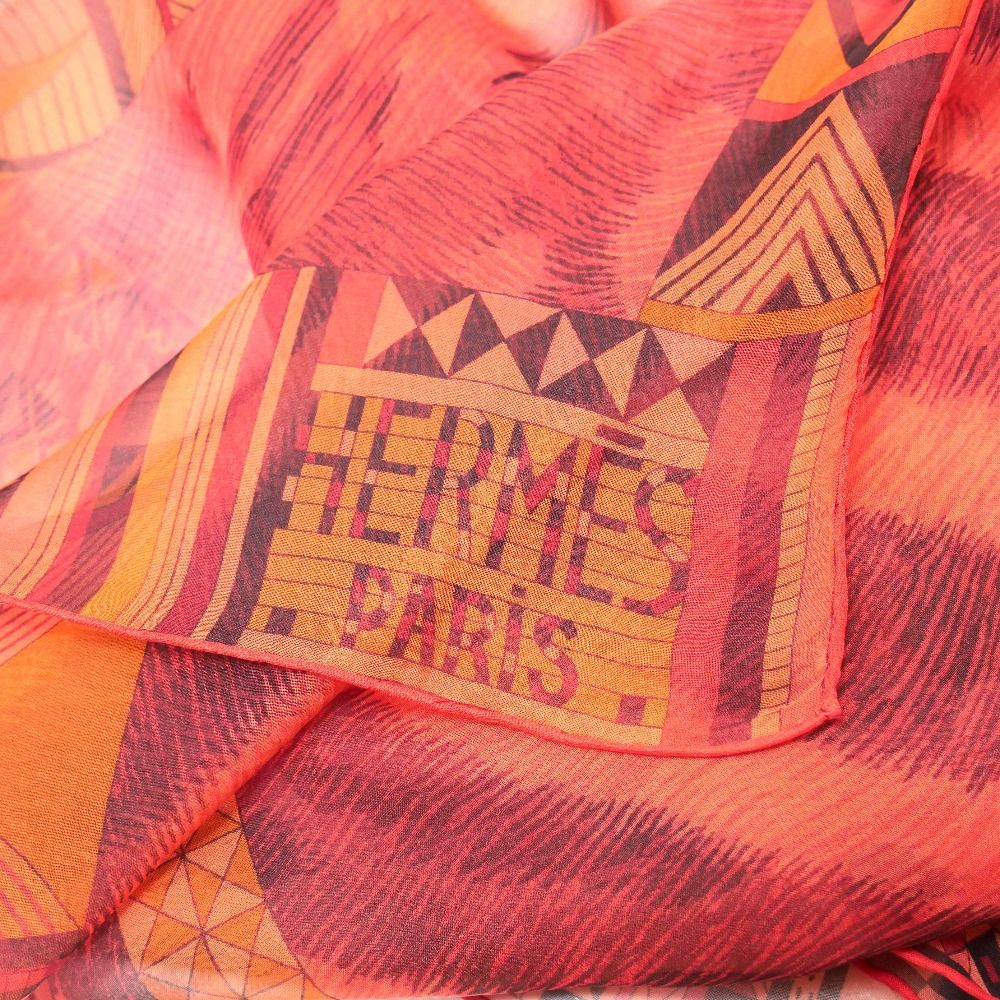 □美品□HERMES エルメス ストール 総シルク シフォン