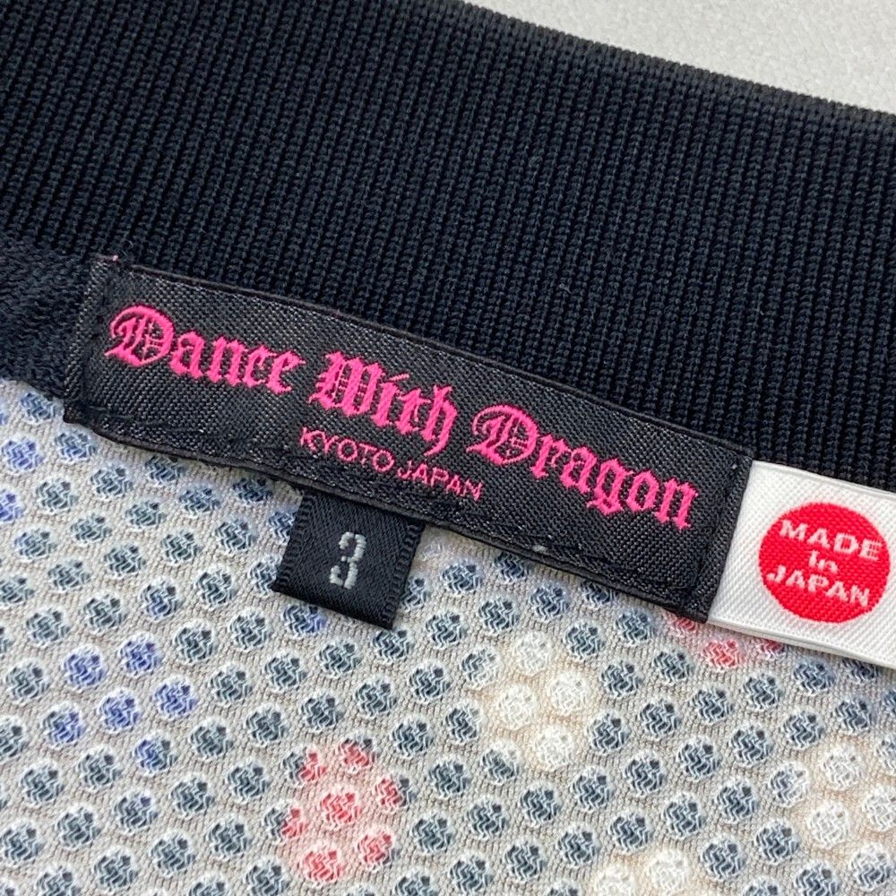 絶対大特恵！ サイズ 3 DANCE WITH DRAGON ダンスウィズドラゴン D2-105301 半袖ポロシャツ 総柄 ブラック系 240101227257 ゴルフウェア レディース ストスト