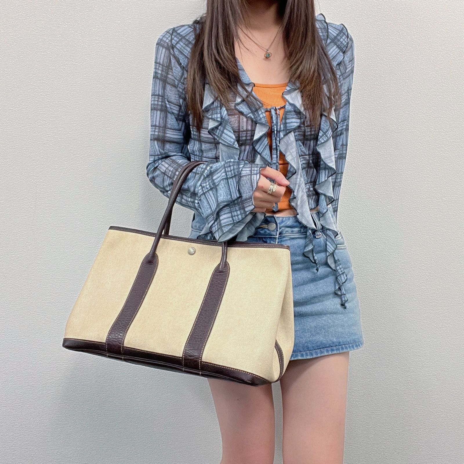 LOEWE / アナグラム スクエアバスケット スモール ブルー かごバッグ