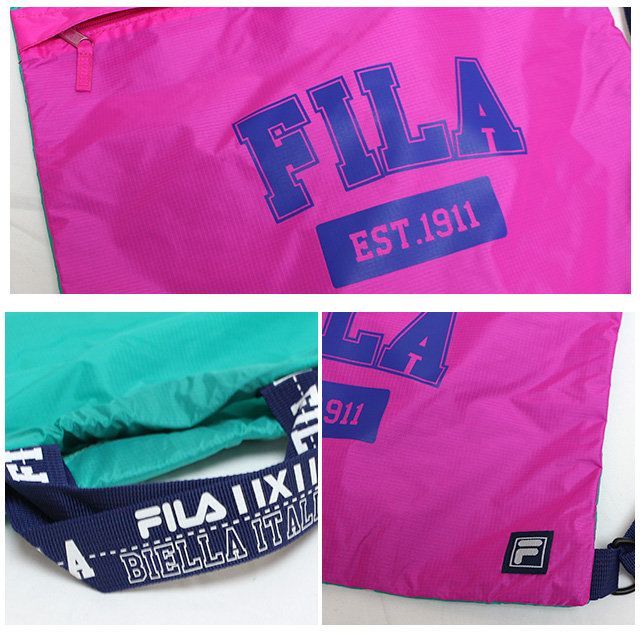 【新品】 FILA プールバッグ ナップサック キッズ 男の子 女の子 子供 フィラ ファスナーポケット付き 林間学校 着替え バッグ  スイミングバッグ 3色 124524