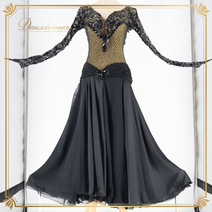 【美品 社交ダンス衣装】ブラック ICHIOKU ワンピース ドレス 黒 フリル 美品 社交ダンス衣装】ブラック ICHIOKU ワンピース ドレス 黒 フリル