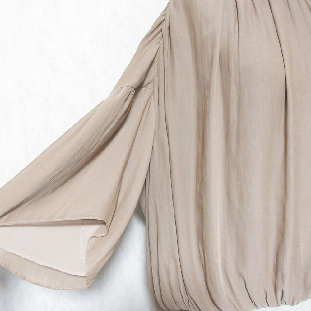 良品 ebure ウール プルオーバー V首 ブラウス リボン フレアスリーブ