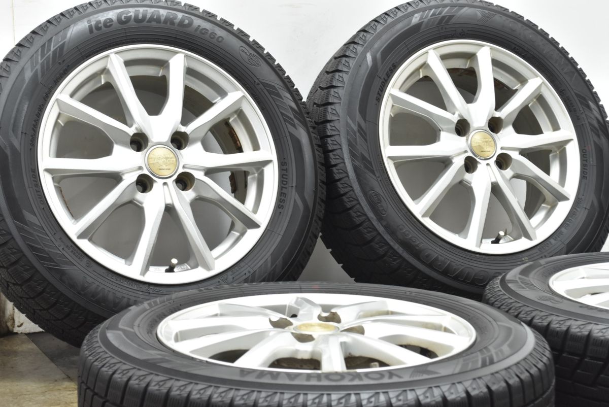 バリ溝 ユーロスピード 15in 6J 52 PCD100 ヨコハマ アイスガード iG60 185 65R15 シエンタ プリウス スタッドレス 交換用