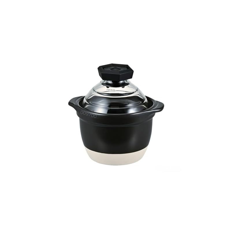 HARIO ハリオ フタがガラスのご飯釜1~2合 中が見える 耐熱ガラス 陶器 GNR-150-B-W