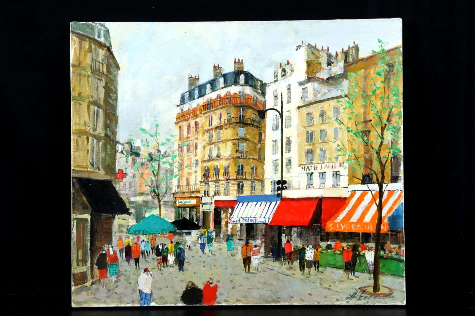 北野昭信 「パリ」 肉筆油彩10号 風景画 街並 唐物 骨董 古美術 楾 G87