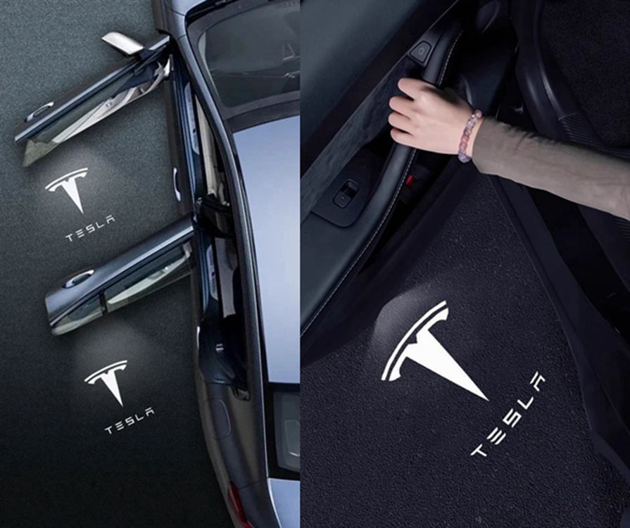Tesla テスラ専用 ドア ロゴ カーテシランプ 左右2個 純正交換 ガラス