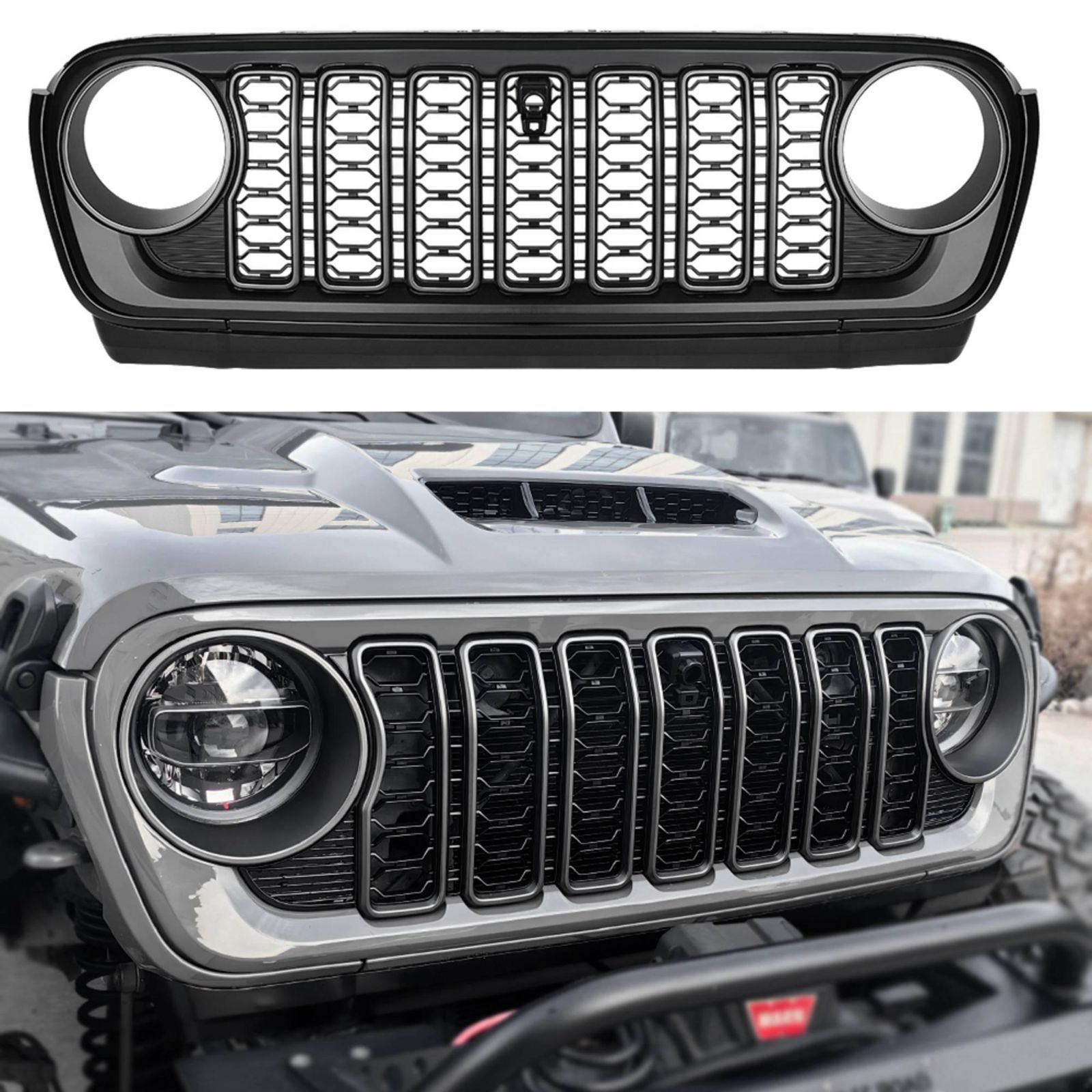 ラングラー JL フロントグリル RGB LED ライト付き Grille