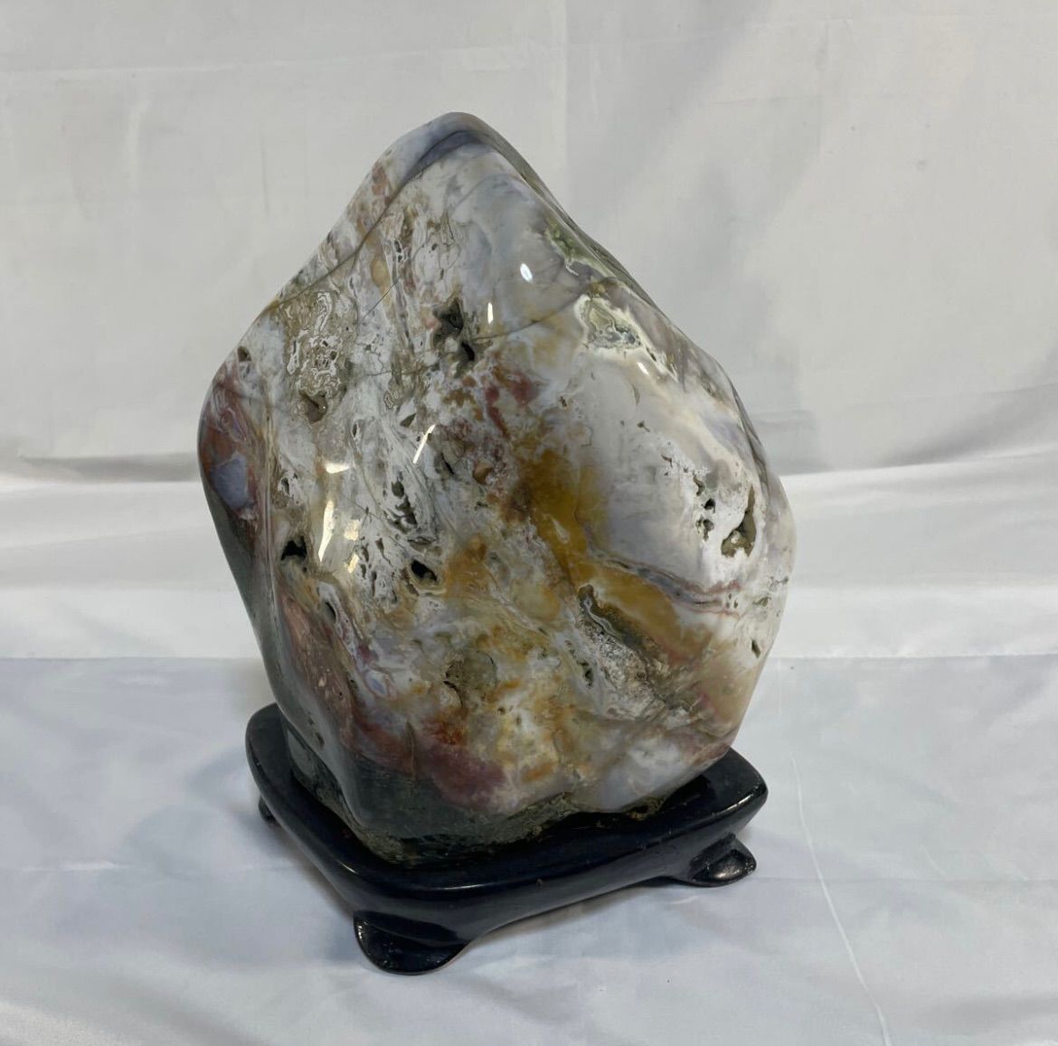 稀少　鑑賞石　台座付き メノウ アゲート 原石 自然石 天然石 置物 　鑑賞石 赤黄】◇1.6kg◇ 瑪瑙 メノウ アゲート 原石 鑑賞石 自然石 天然石 誕生石