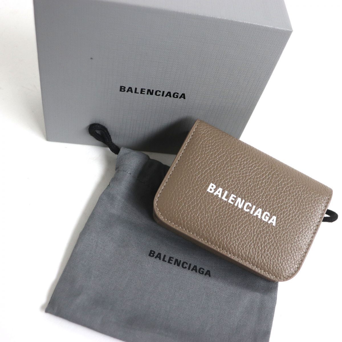 極美品□BALENCIAGA/バレンシアガ 593813 CASH MINI ロゴ入り レザー