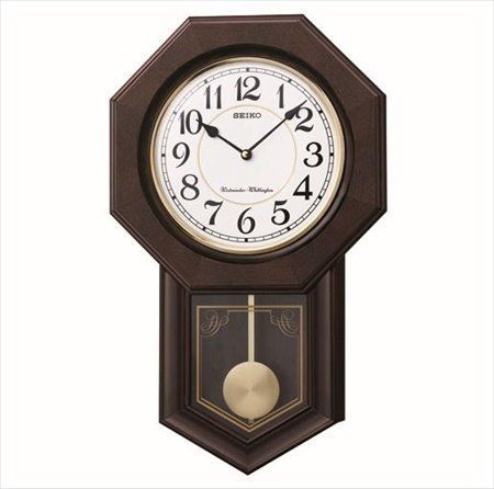 【送料無料】SEIKO CLOCK (セイコークロック) 掛け時計 アナログ 報時選択式 チャイムu0026ストライク 飾り振り子 八角尾長 木枠 濃茶木地 RQ325B　 アンティーク　和室　洋室