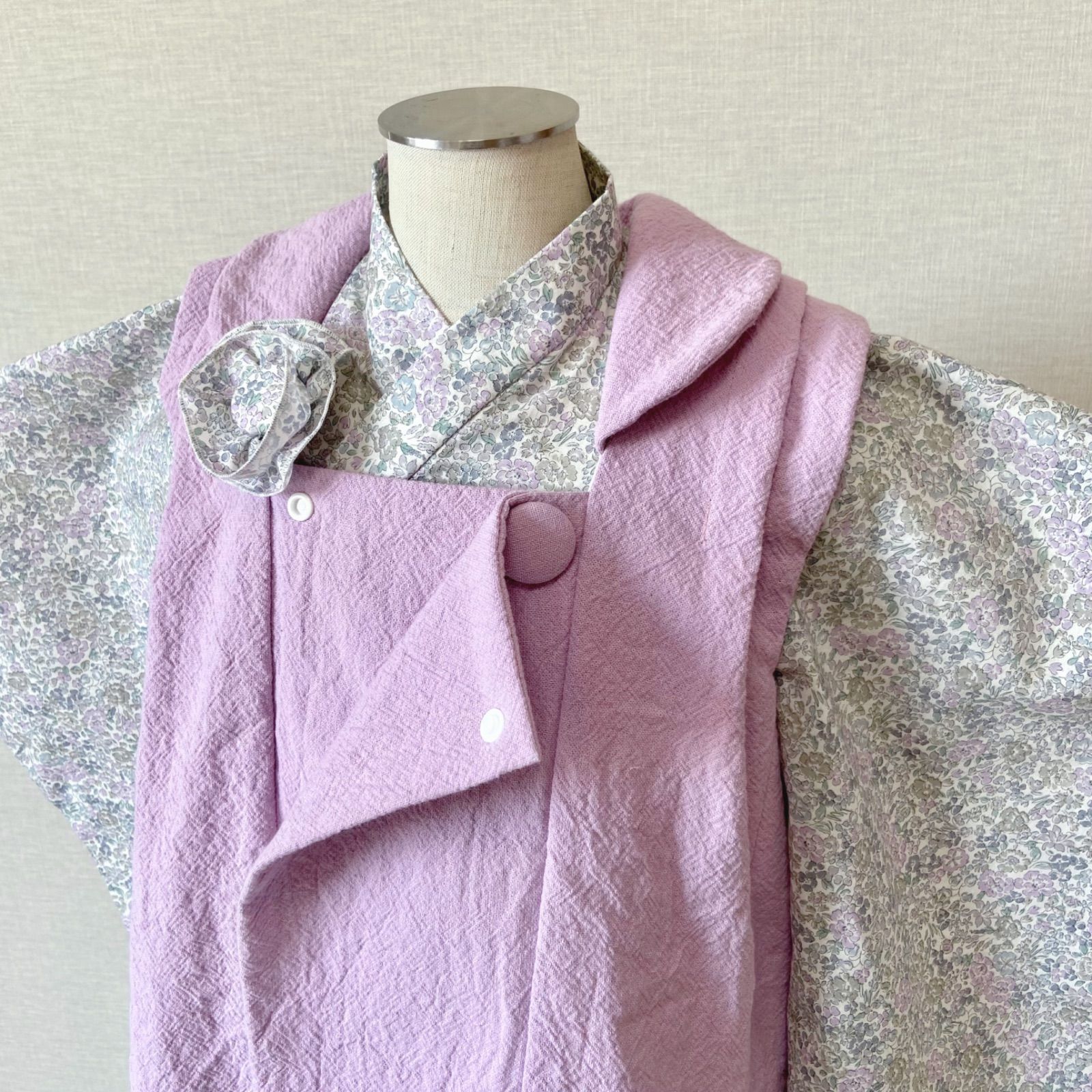 花柄×コットンリネン薄紫