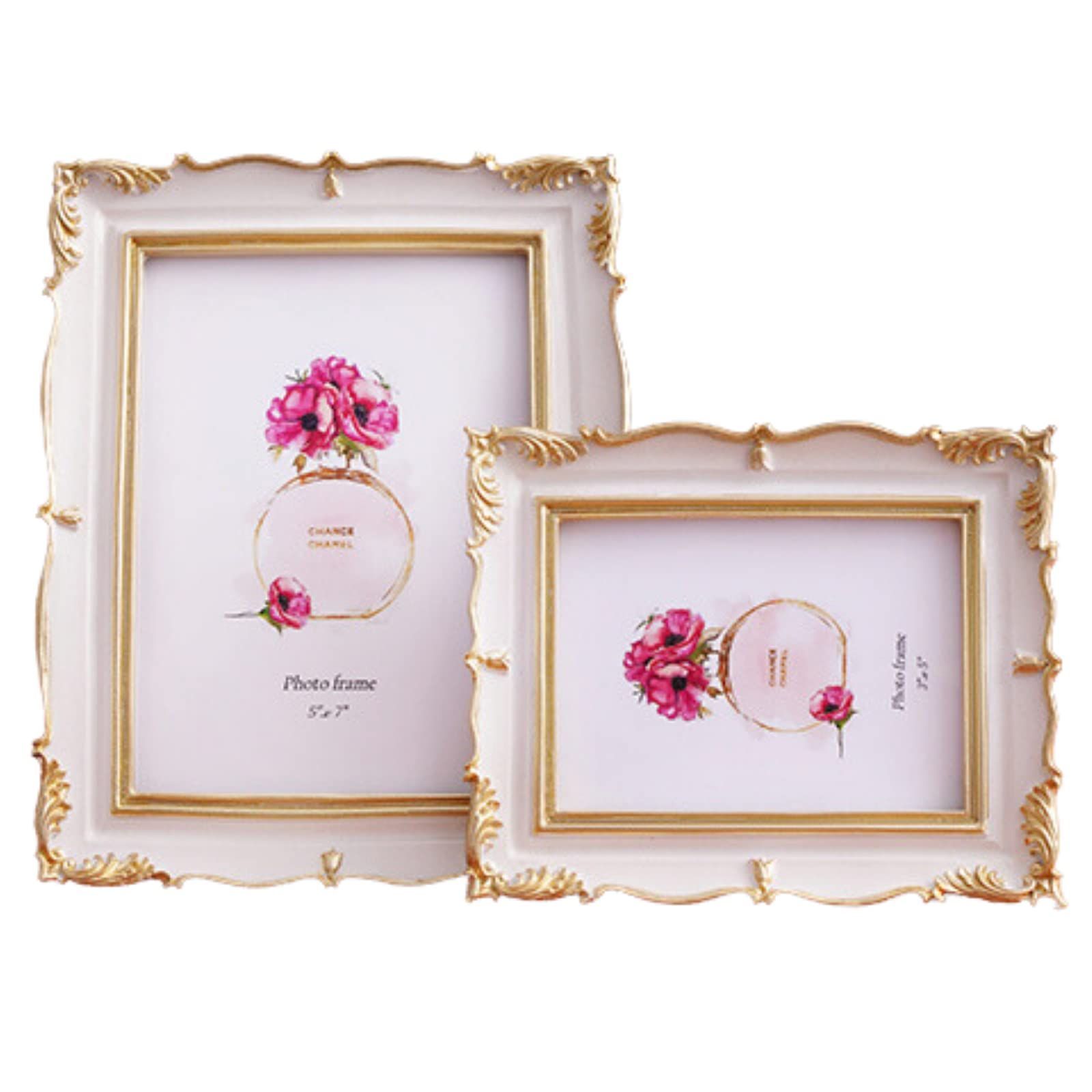 新品 Quikaboo アンティークフレーム 写真立て フォトフレーム 5インチ アンティーク フレーム ポストカード アンティークフォトフレーム (ホワイト)