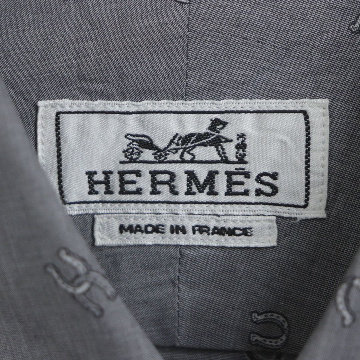 極美品▽2020年製 HERMES エルメス ホースシュー柄 シルバーセリエボタン 長袖シャツ グレー 15/38 メンズ フランス製 正規品 -  メルカリ