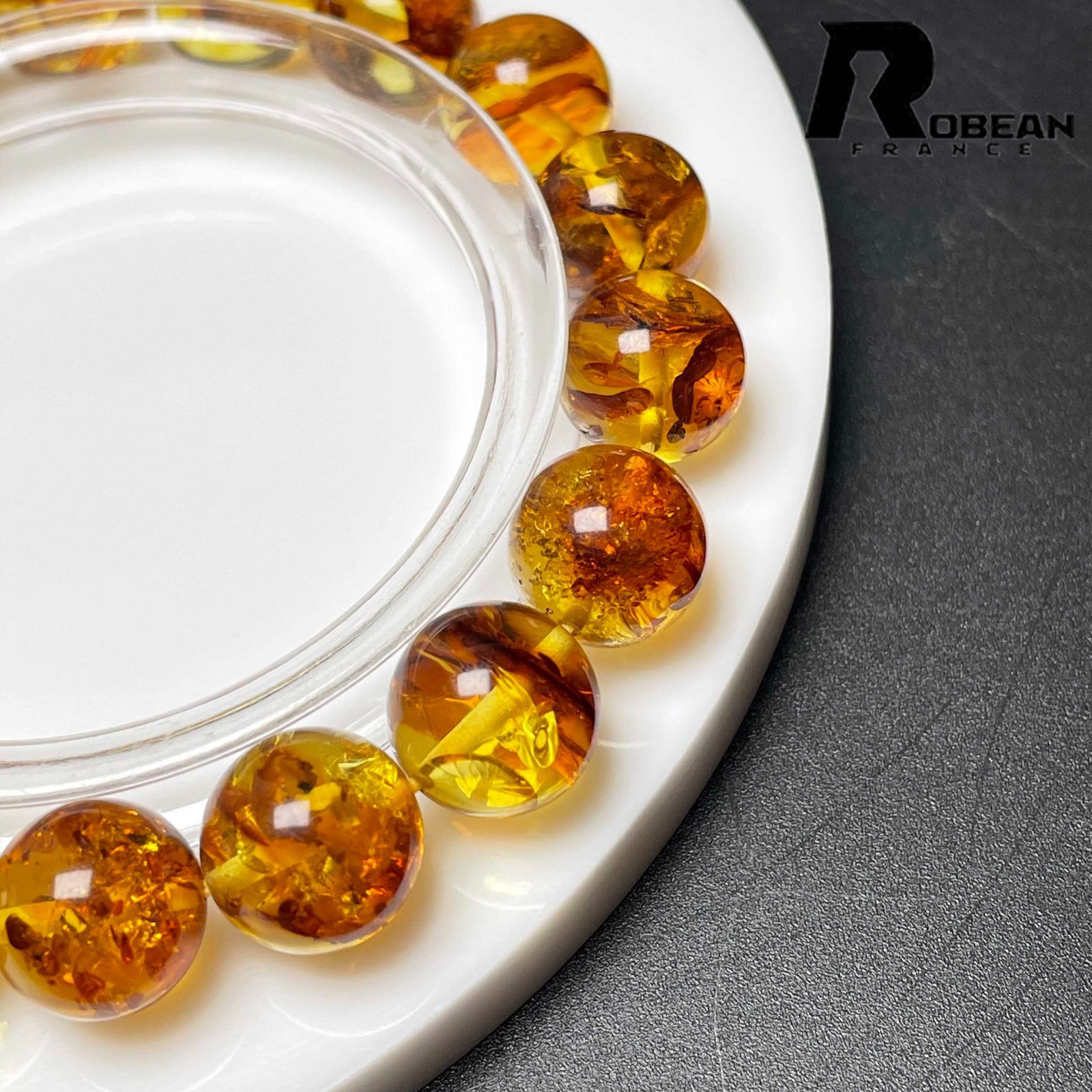 10 OFFクーポン配布中 上品 EU製 定価10万円 ROBEAN ゴールデンアンバー 琥珀 ブレスレット パワーストーン 天然石 お守り プレゼント1 10.7-11.1mm M1010649 WWW_SHINETEETH_COM