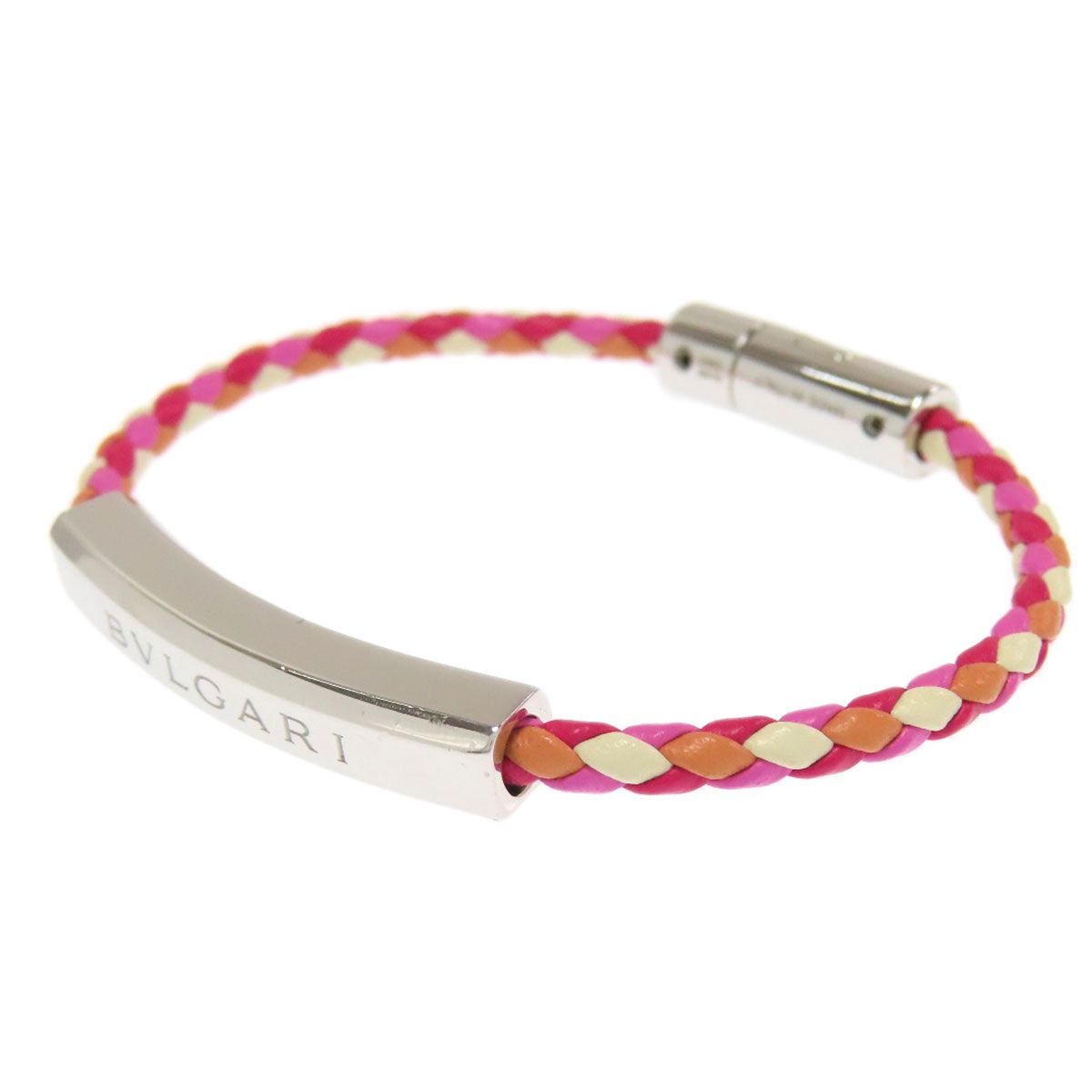 BVLGARI ブルガリ シグネチャー ブレスレット SV レザー レディース