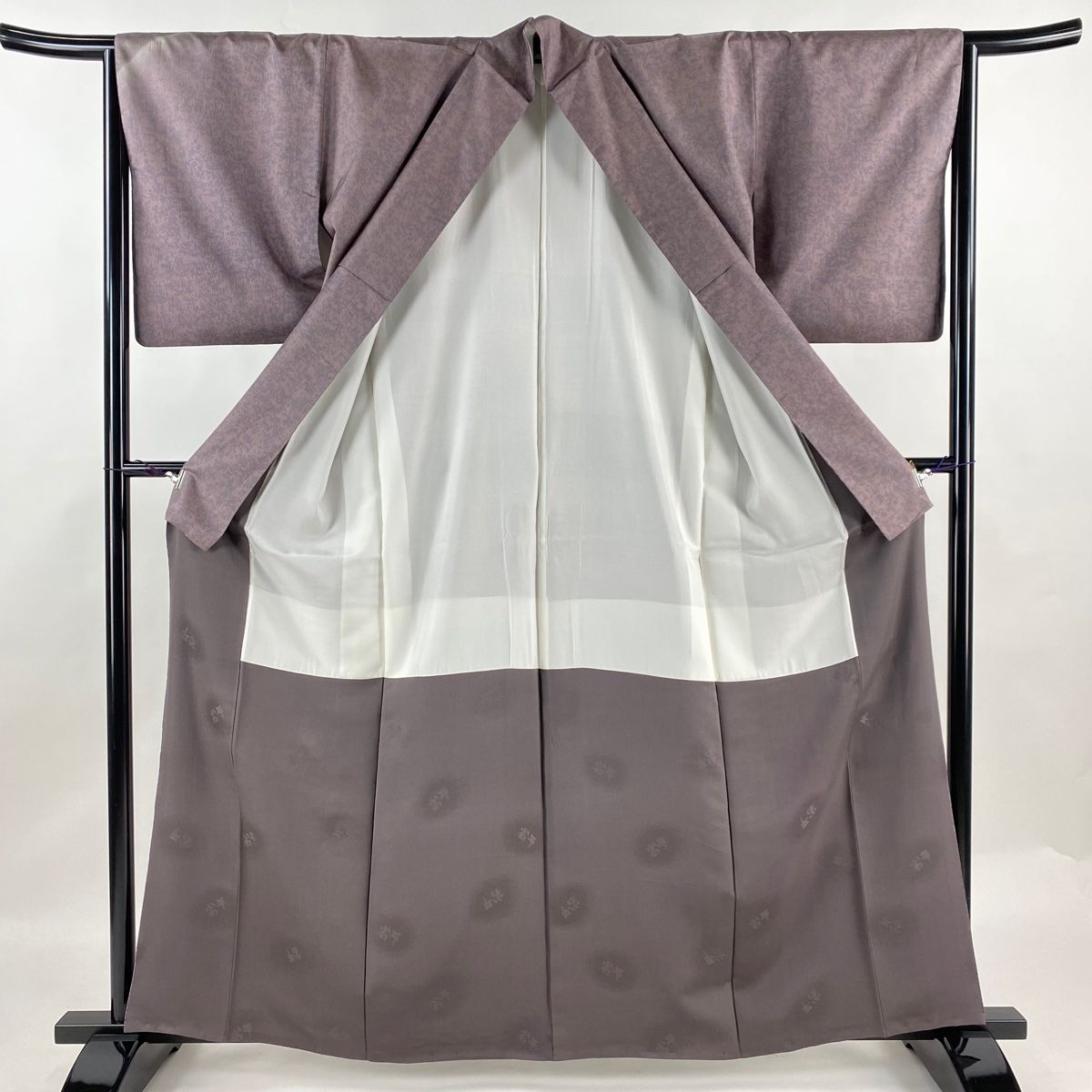 付下げ 身丈158.5cm 裄丈65cm M 袷 梅 流水 金彩 茶緑色 正絹 美品  