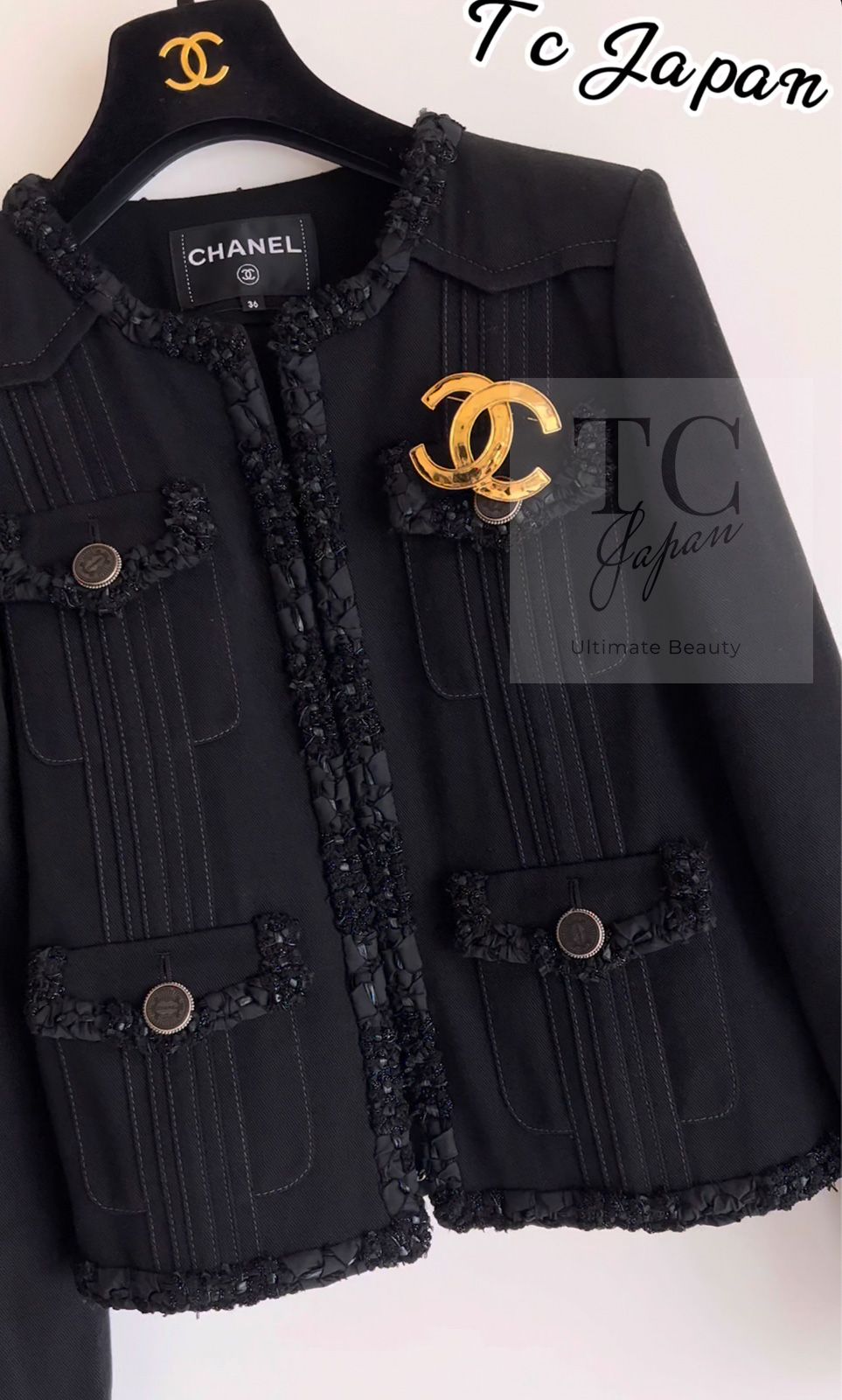 CHANEL - シャネル ジャケット CHANEL ブラック コットン デニム