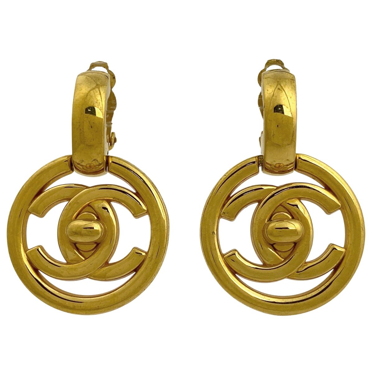 シャネル CHANEL ココマーク イヤリング スイング ラウンド CC ターンロック イヤリング GP ゴールド レディース