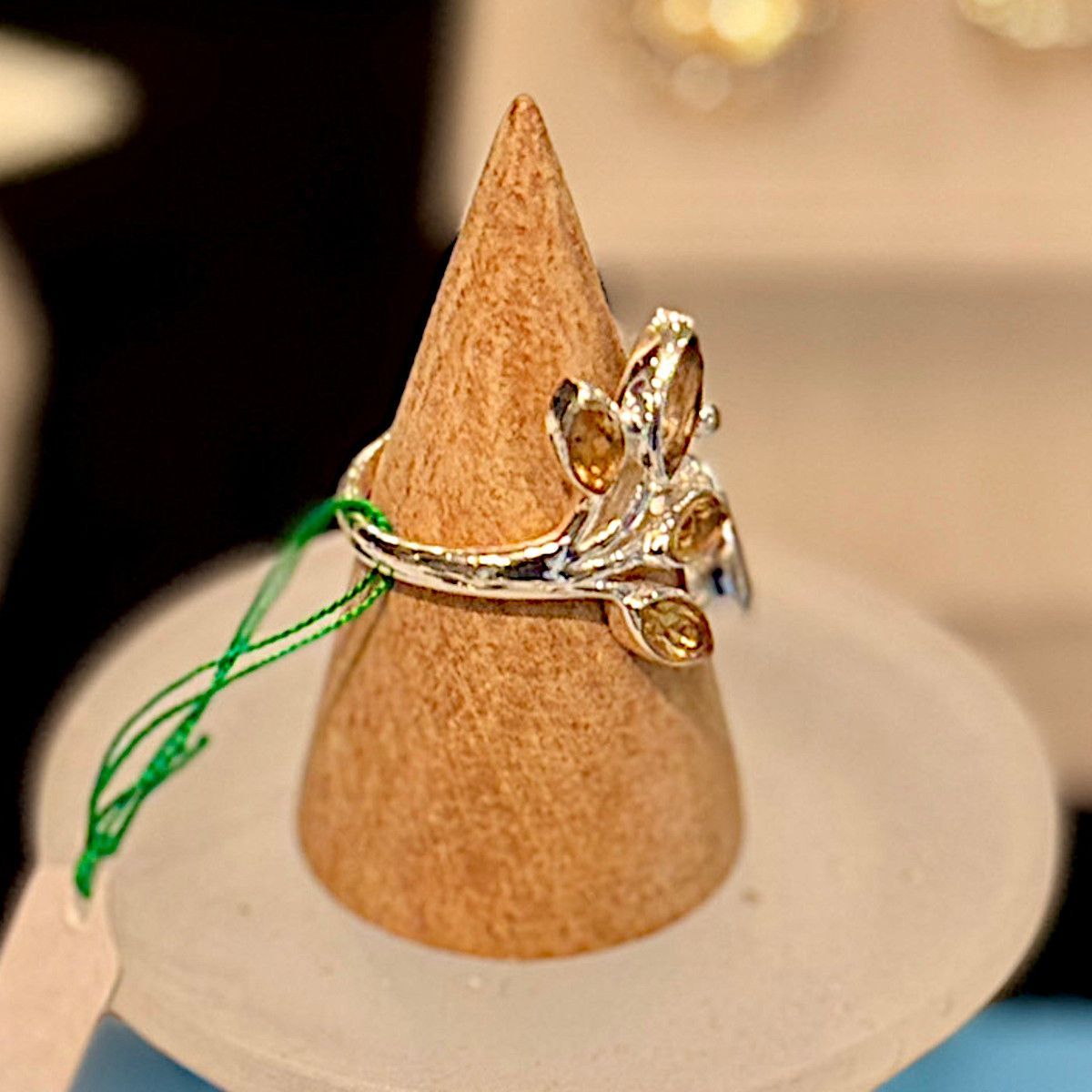 シルバーリング イエローストーン シルバー925 13号 天然石 925刻印  