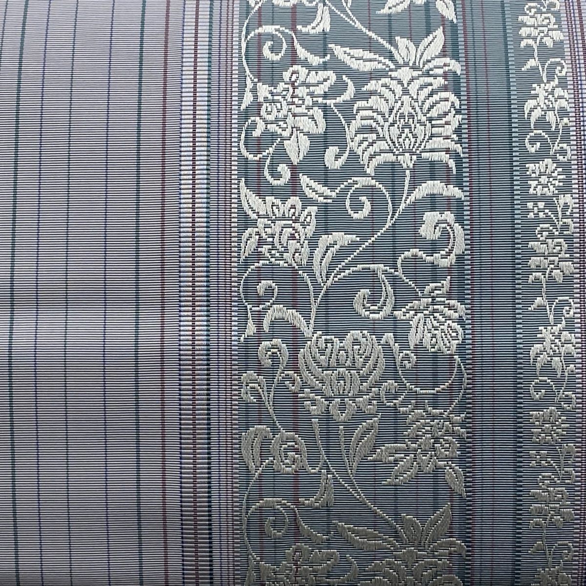 名古屋帯 名品 八寸名古屋帯 松原仕立て 縞 花唐草 薄紫 正絹