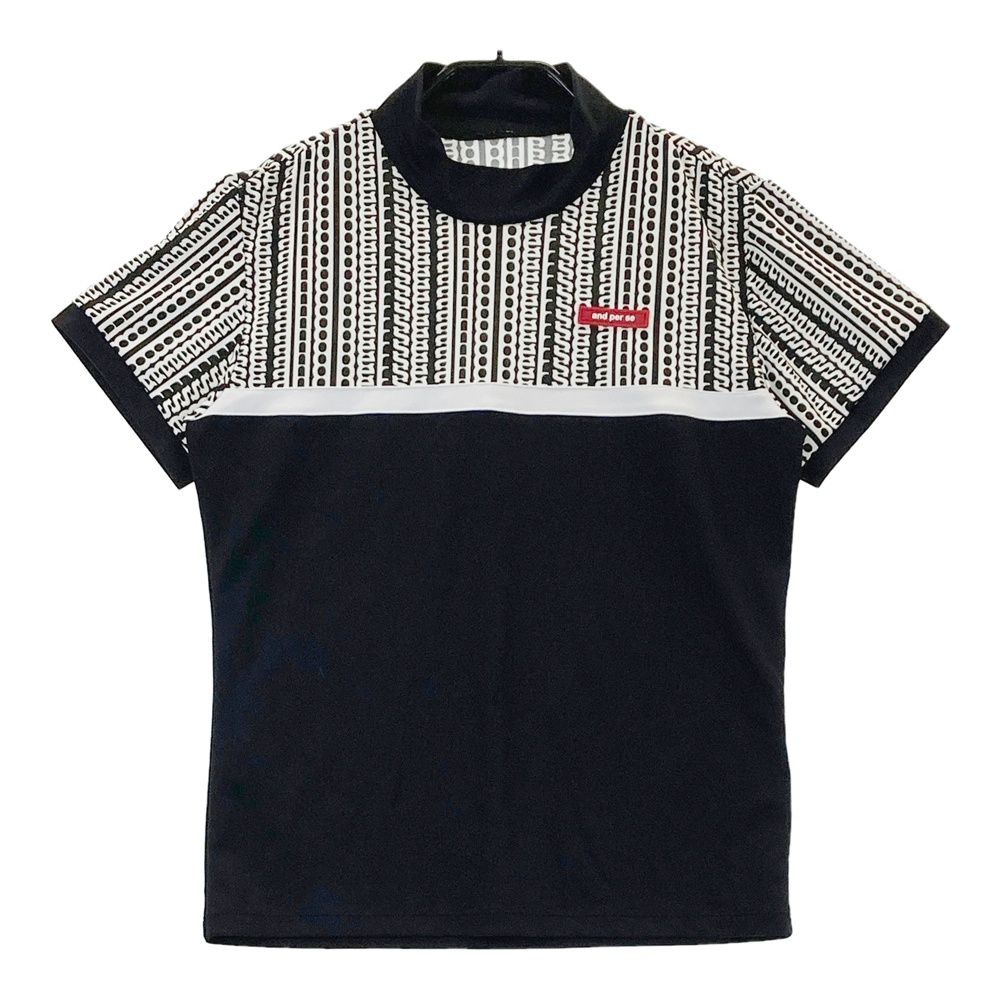 サイズ：L AND PER SE アンパスィ ; 半袖ハイネックTシャツ  ブラック系 [240101501217] ゴルフウェア レディース ストスト サイズ：L AND PER SE アンパスィ ; 半袖ハイネックTシャツ
