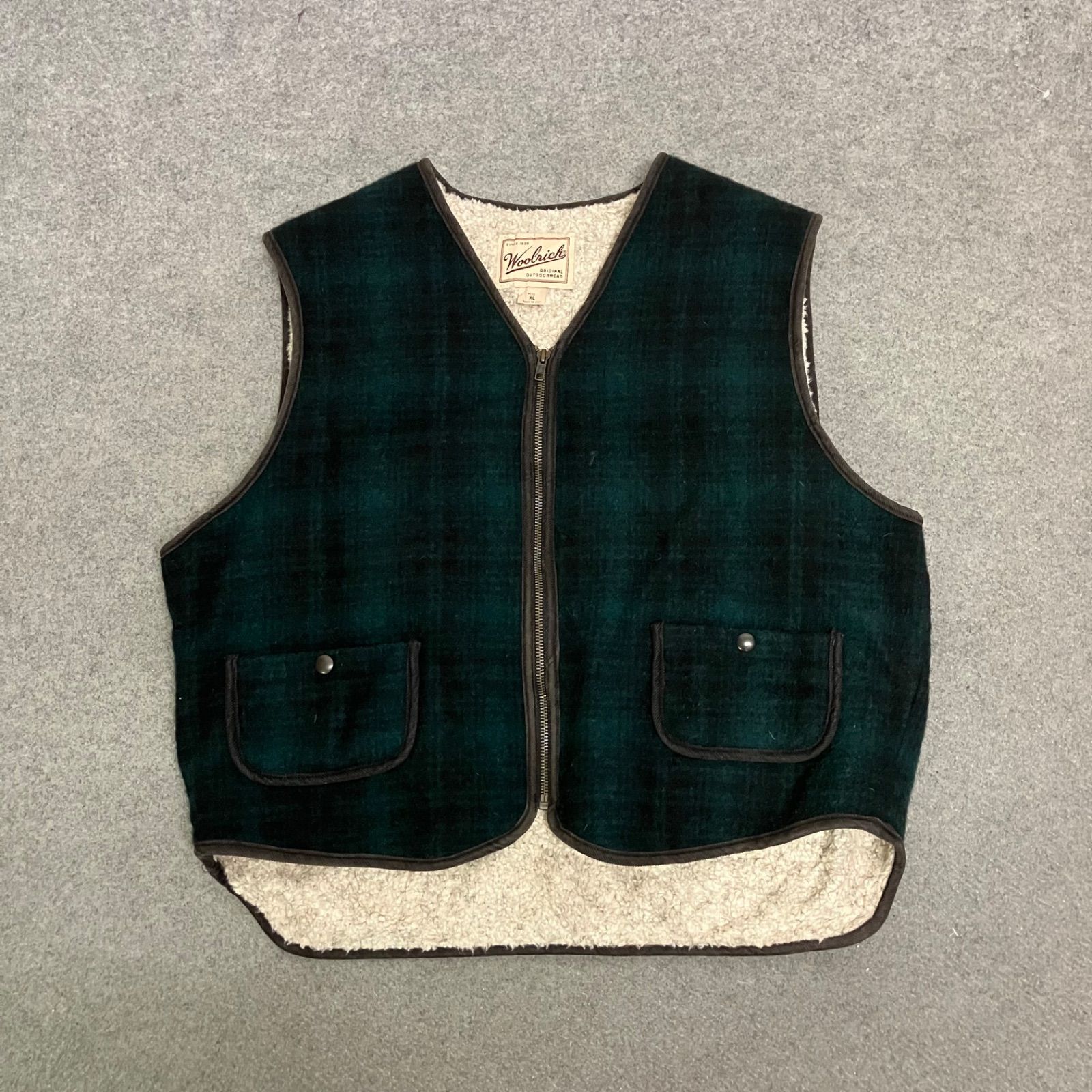 P2562 Woolrich 90s チェック 内ボア ウールベスト