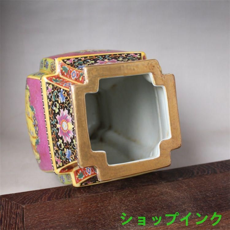 大清雍正琺瑯彩四方花鳥尊瓶 景徳鎮 陶磁器 装飾品 現代工芸品