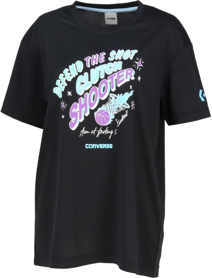 【新品・4営業日で発送】コンバース 4F_ガールズプリントTシャツ (CB342351) 色 : ブラック／スカイブル サイズ : O 