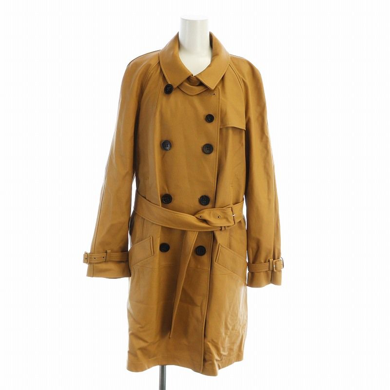 コーチCOACHアップサイクルパッチワークラムレザートレンチコートXS