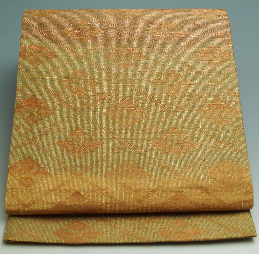 袋帯 桝屋高尾 西陣 ねん金綴錦 高尾弘作 ぼかしに四ツ目菱模様 【 中古】【リサイクル着物 西陣織 ねん金 帯 ますやたかお 正絹 袋帯 綴れ リサイクル 綴れ帯 着物 和服 特選 きもの天陽】