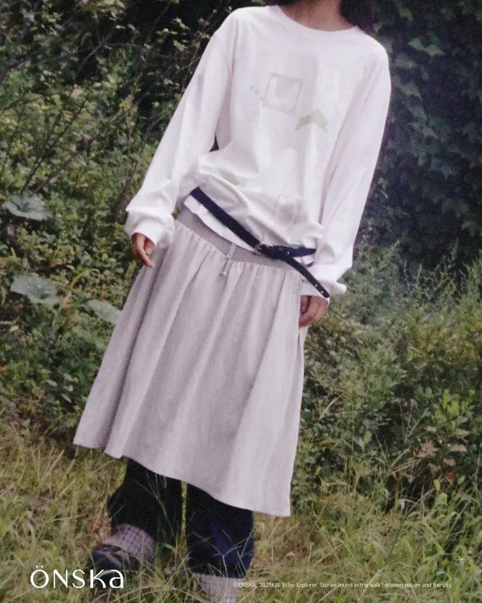 Onska オンスカ FLARE RIB SKIRT GREY スカート