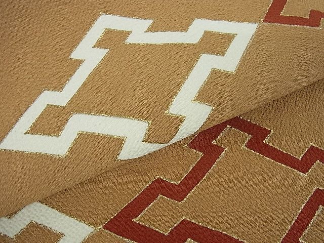 平和屋本店■極上　銀座　志ま亀　九寸名古屋帯　松皮菱　金彩　鬼しぼ縮緬　落款有り　逸品　4kh2045 平和屋本店□極上 銀座 志ま亀 九寸名古屋帯 松皮菱 金彩 鬼しぼ縮緬