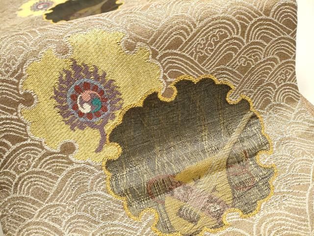 平和屋着物○両面 六通柄袋帯 雪輪楽器文 金銀糸 正絹 逸品 CAAV6831hy