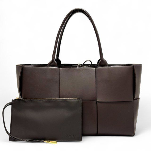 ボッテガ ヴェネタ BOTTEGA VENETA マキシイントレ アルコ ミディアム トートバッグ カーフ ダークブラウン 70435