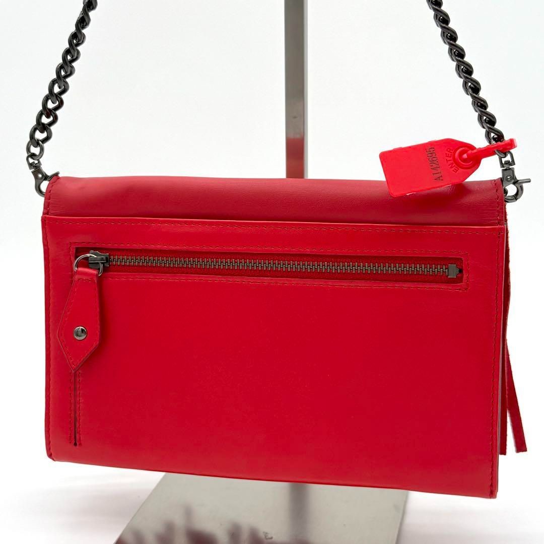 Vivienne フリンジバッグ ハンドバッグ オーブ レザー 赤色