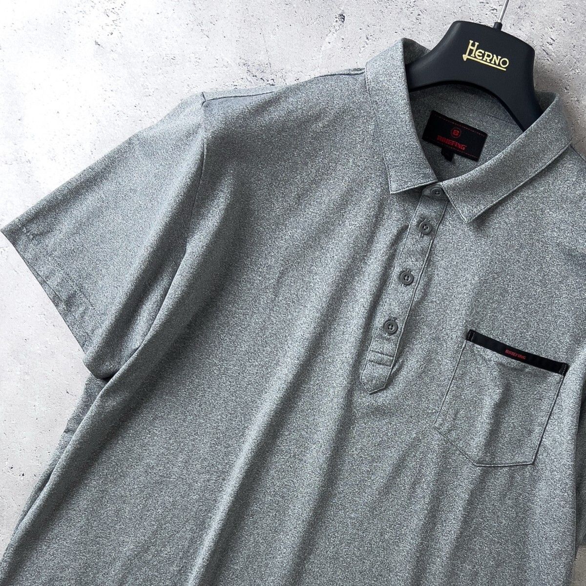 BRIEFING GOLF ブリーフィング ゴルフ 吸水速乾 ストレッチ 半袖 ポケット ポロシャツ トップス メンズ XL グレー シンプル ゴルフウェア