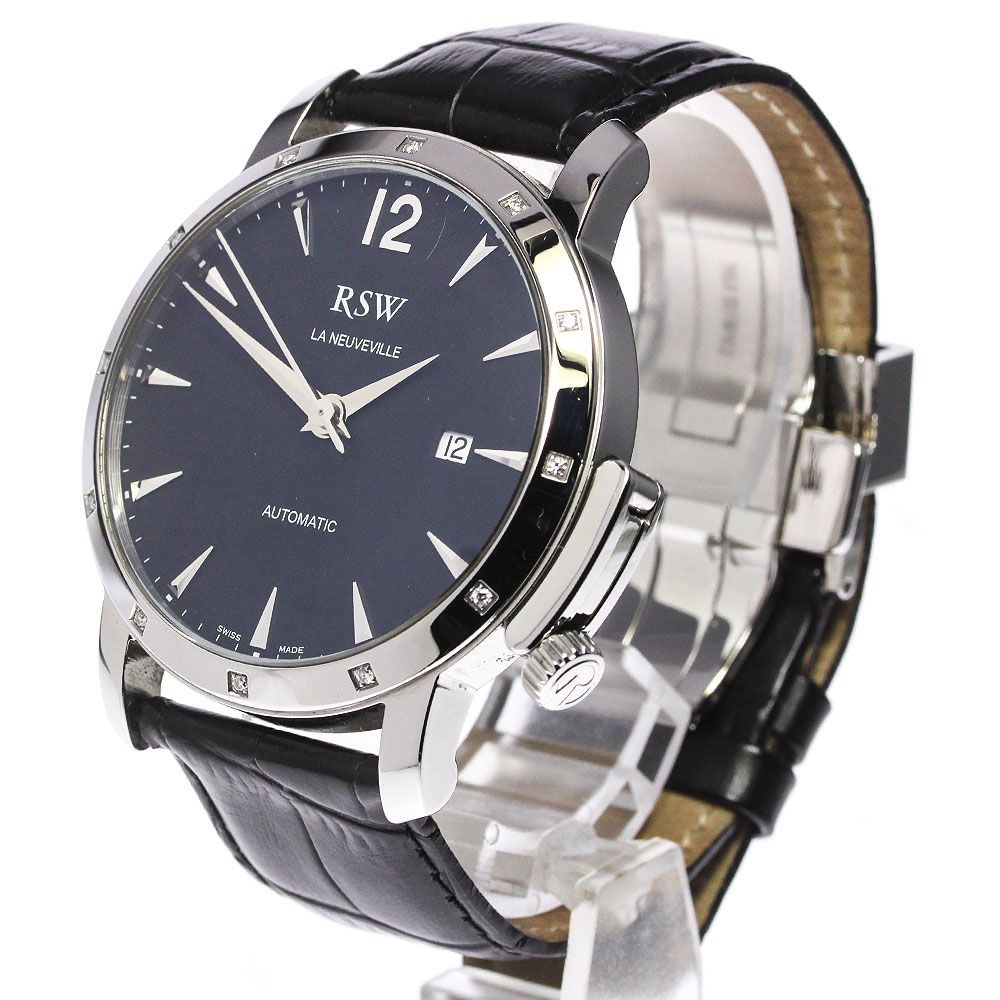 正規品新品未使用品RSW ラマスイスウォッチ クロノグラフ 5345.BS.L9.5.D0 ベゼル12Pダイヤ シルバー文字盤 売り切り 本物 ラマ スイスウォッチ RSW 9140 スモールセコンド デイト