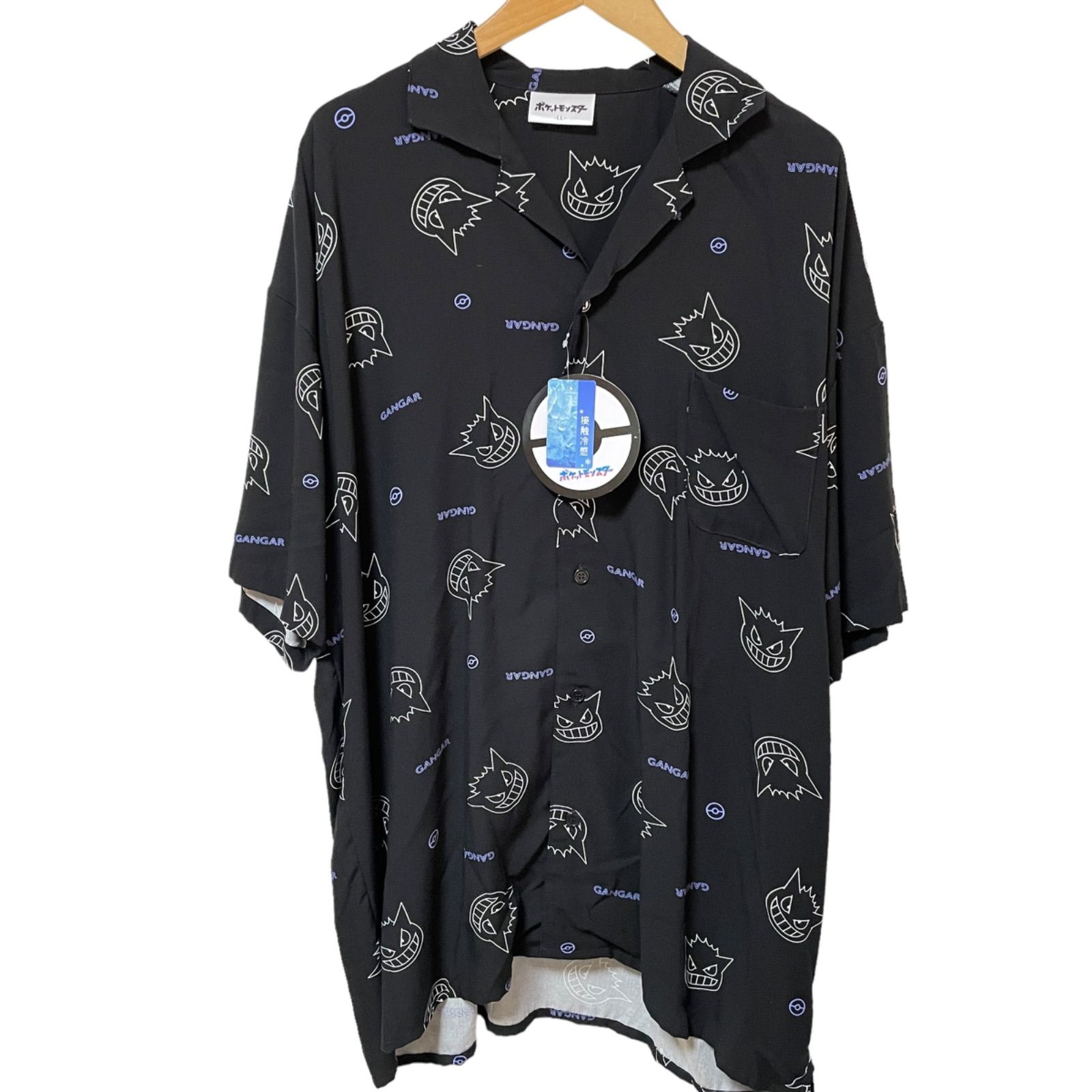新品】タグ付き ポケモン ゲンガー 半袖シャツ 総柄シャツ