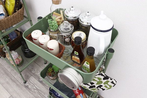 キッチンワゴン サイドテーブル 緑 の ん様 かわいい 昭和レトロ