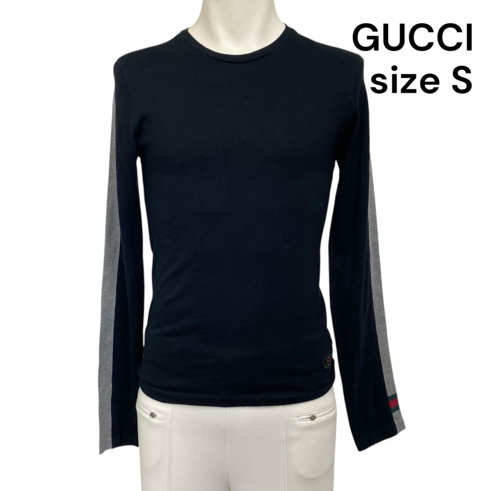○グッチ GUCCI カットソー トップス 長袖 シェリーライン 黒 ブラック 