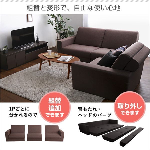 組み換え自由なソファベッド3P Lawro-ラウロ-