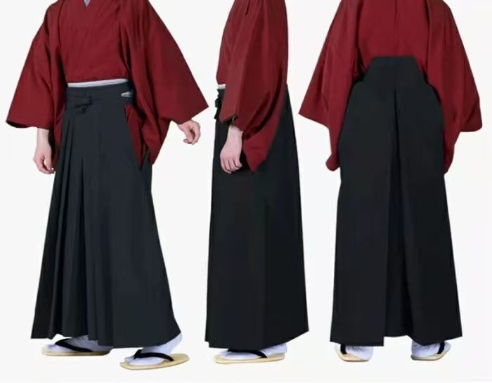 和服馬乗袴行灯袴正装礼服下装 純色無地和風紳士スタイル