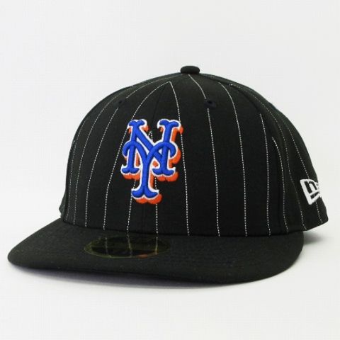 ニューエラ NEW ERA 美品 59FIFTY LOW PROFILE LP Pinstripe MLB NY ニューヨーク・メッツ キャップ  ピンストライプ ブラック ブルー 7 1/2 59.6cm 帽子 - メルカリ