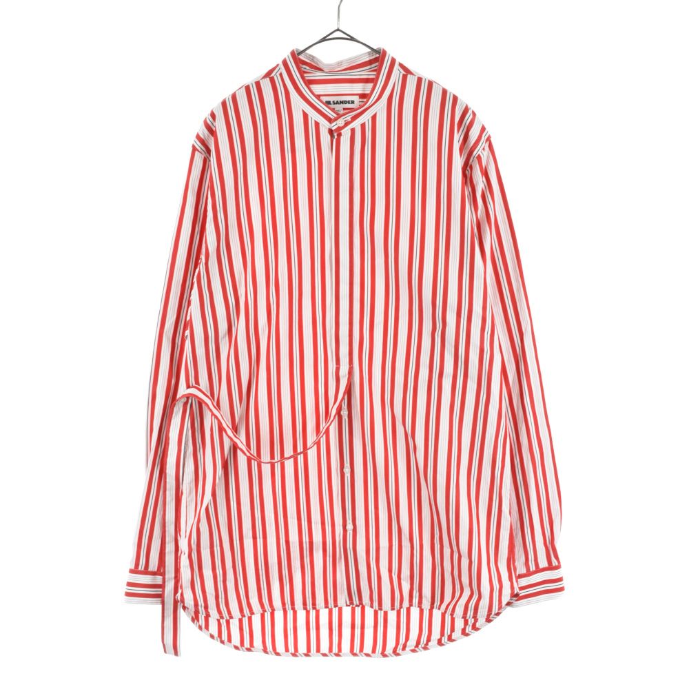 JIL SANDER ジルサンダー マンダリンカラー ストライプ ノーカラー S