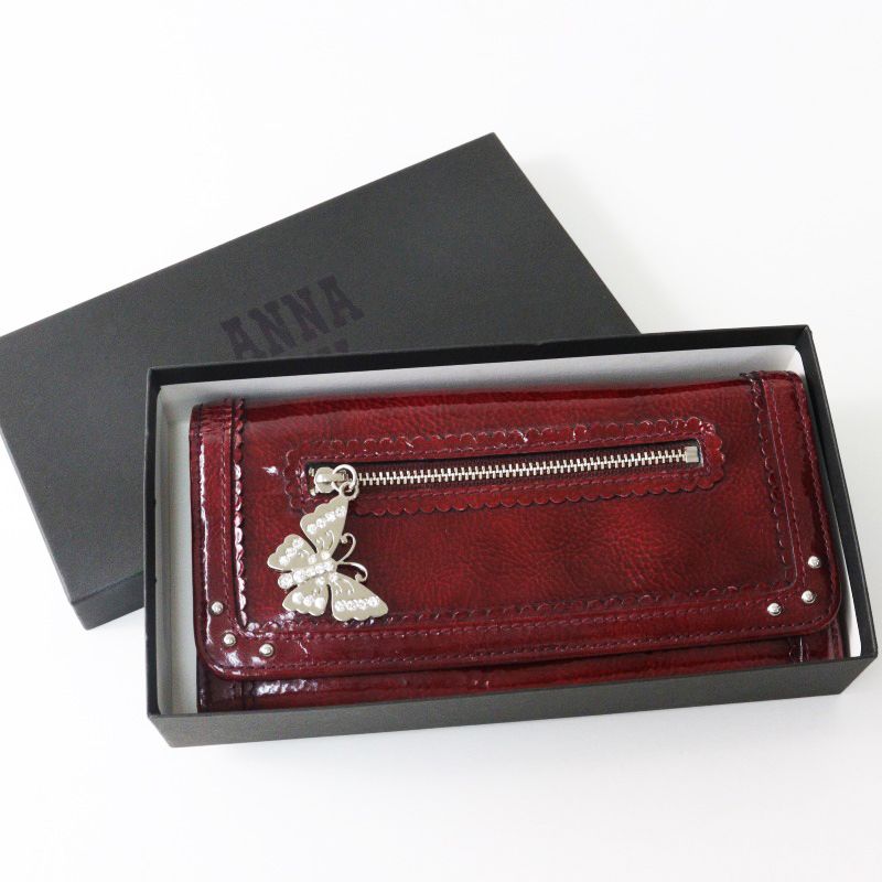 アナスイ ANNA SUI バタフライチャーム ロングウォレット/レッド 長 
